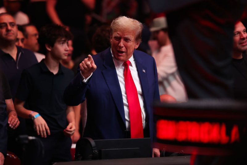 NEWARK, NEW JERSEY - JUNE 01: Former U.S. President Donald Trump attends UFC 302 at Prudential Center on June 01, 2024 in Newark, New Jersey. (Photo by Luke Hales/Getty Images)